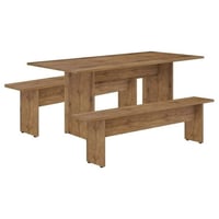 Manhattan Comfort NoMad 67.91 Rustic Country Dining Set of 3 in Nature
