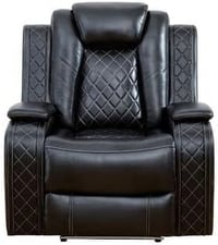 Air Leather Power Recliner Sectional with LED Lights Reader Lights Storage Consoles Cup Holders USB Charging Port (Chair) Black Breathing Leather Living Room Sectional Recliner Chair