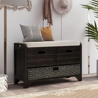 Hommoo Fully Assembled Storage Bench  Entryway Bench with Removable Basket and 2 Drawers  Shoe Bench for Hallway Entryway  Espresso
