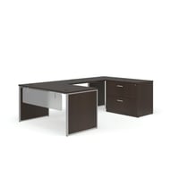 OFM Fulcrum Series Office Furniture Set 60 U-Shaped Desk with Bridge Credenza Lateral Filing Cabinet Leg Panels Modesty Panels in Espresso
