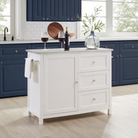 Crosley Furniture Soren Stainless Steel Top Kitchen Island/Cart in White