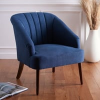 Safavieh Quenton Mid-Century Wood and Fabric Dining Arm Chairs Navy