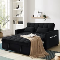 Dinosisco Lunale 4-in-1 Convertible Futon Sofa Bed Pull Out Couch Beds Loveseat Sleeper Black Velvet