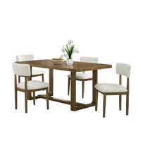 Roundhill Furniture Andus 5-Piece Dining Set  Trestle Dining Table with 4 Stylish Chairs  Light Oak