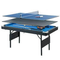 Aukfa 5.5 ft 3 in 1 Pool Table Folding Billiard Game Table Blue