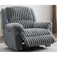 Othniel Oversized Power Recliner Zero Gravity with USB Port for Big and Tall Man Faux Fur Electric Extra Large Reclining Chairs for Living Room Soft Lumbar Support 26  Seat Width Grey