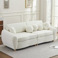 Aukfa 85  Modern Comfy Sofa  Upholstered Deep Seat Couch for Living Room  5 Pillows  Chenille  Beige