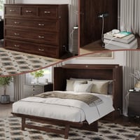 AFI Furnishings AFI Northfield Full Wood Murphy Bed Chest with Mattress Drawer & Charger Burnt Amber