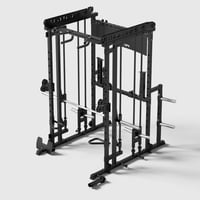Smith Machine 2200lbs Squat Rack with LAT-Pull Down System & Cable Crossover Machine Training Equipment with Leg Hold-Down Attachment Garage & Home Gym Package