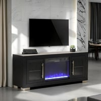 Furniture of America Oda Modern Television Stand for TV s up to 60  with Fireplace  Black