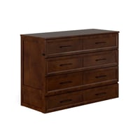 AFI Tucson Full Murphy Bed Chest with 6 Mattress Drawer & Charger Walnut