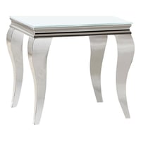 Coaster Company Coaster Luna Modern Metal Square End Table in White and Chrome