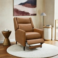 Furniture of America Bonny Modern Faux Leather Manual Push Back Recliner Brown