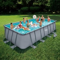 POLYGROUP NORTH AMERICA INC Summer Waves Elite 18 ft. x 9 ft. Rectangular x 52 in. Deep Metal Frame Pool Package with Sand Filter Pump System