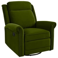 Noble House Christopher Knight Home Elegant Velvet 360° Swivel Recliner with Nailhead Accents and Adjustable Design  Green