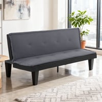BSHTI 62.99  Faux Suede Futon Sofa Bed  5-Position Adjustable Backrest  Converts to Sleeper in Seconds  for Small Space  Dark Gray