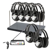 HAMILTON ELECTRONICS VCOM HamiltonBuhl AudioFlow Wireless 6-Person Listening Center with Multi-Frequency Transmitter  Wireless Headphones & Rack