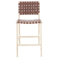SAFAVIEH Adah Leather Counter Stool  Cognac/Nautral (19.7 in. W x 20.1 in. D x 40.7 in. H)