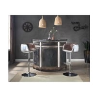 Acme Furniture Rahma Bar Table in Antique Ebony Top Grain Leather Dining room furniture