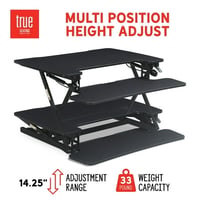 Bed Bath & Beyond Millwork Holdings Co True Seating Ergo Standing Desk Converter with Keyboard Tray  Dual Monitor Laptop Riser Height Adjustable Tabletop Workstation