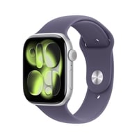 Apple Watch Series 11 [GPS 46mm] Smartwatch with Silver Aluminum Case with Purple Fog Sport Band - S/M