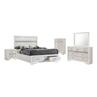 Coaster Company Coaster Miranda 5-Piece Wood California King Storage Panel Bedroom Set in White