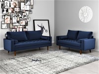 US PRIDE FURNITURE Uspridefurniture Womble 2 Pcs Living Room Set Sofa Loveseat Blue