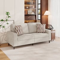 Homesvale Copeland Small Space Sofa  Textured Oatmeal Beige Boucle Fabric  77  W  For Living Room