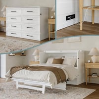 AFI Tucson Full Murphy Bed Chest with 6 Mattress Drawer & Charger White