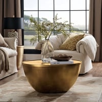 Modway Viora 32 Inch Metal Storage Coffee Table in Burnished Brass