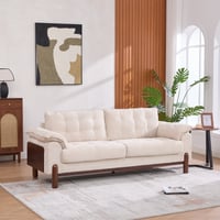 Christopher Knight Home Modern Boucle 3-Seater Sofa  83.5  Living Room Couch with Wood Legs  Beige