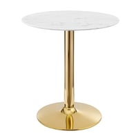 Modway Verne 28 Modern Artificial Marble & Metal Dining Table in White/Gold