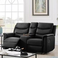 Gewnee Faux Leather Upholstered Modern Recliner Loveseat Sofa Couch Seat Chair with Cup Holders for Living Room Apartment  Office for Adult