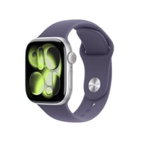 Apple Watch Series 11 [GPS + Cellular 42mm] Smartwatch with Silver Aluminum Case with Purple Fog Sport Band - M/L