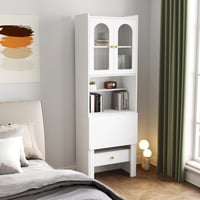 Noble House Maddox 23.6 Fold-Out Convertible Desk Cabinet Space-Saving Writing Table with Shelf and Drawer White