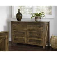 Ameriwood Woven Paths Scandi Farmhouse 6 Drawer Dresser Rustic