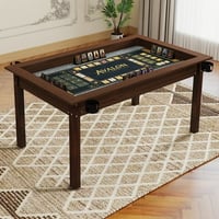 AENKYO 2-in-1 Dining & Game Table with Removable Top  Recessed Play Area & Cup Holders  Seats 4-6 Players  Rustic Brown