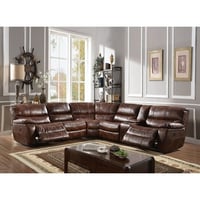 Acme Furniture ACME Brax Power Motion Sectional Sofa in Two Tone Brown Synthetic Leather