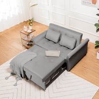 COMHOMA Convertible 3-in-1 Sleeper Sofa Futon with Pull-Out Bed Pillows Gray