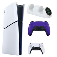 Sony PS5 Slim Digital with Extra Purple Dualsense Controller and Dual Charging Dock