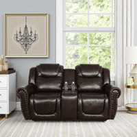Dovelina MAYEERTY 77 Modern Upholstered Breathing Leather Loveseat Reclining Stylish Business Function Sofa for Living Room,Espresso