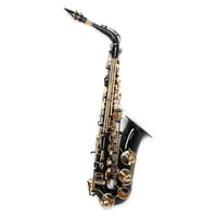 AsterOutdoor Be Brass Carving Pattern Pearl White Shell Button Saxophone with Strap Black