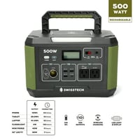 GreatStar Swiss Tech 500W Portable Power Station 519.4Wh Solar Powered Battery for Camping and Travel Emergency Green