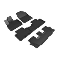 FSJC 3D MAXpider Custom Fit Kagu Floor Mat (Black) Compatible with Kia Telluride 8-Seat 2020-2024 - Full Set
