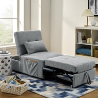 DEALTOPS Single Futon Sofa Bed Sleeper Sofa Chair 4 in 1 Multi-Function Folding Ottoman Sleeper Sofa Bed Couch Lounge for Living Room - Gray