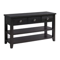 Elements International Picket House Furnishings Kahlil 3-Drawer Sofa Table in Espresso