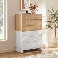 Modway Nolia 6-Drawer Color Block Dresser Chest in Oak White