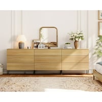 WAMPAT 3 Drawer Dresser Set of 3 for Bedroom  Minimalist Chest of Drawers with Storage  9 Drawer Dresser with Reeded Design  Wooden Modern Dresser for Living Room  Bedroom  Entryway