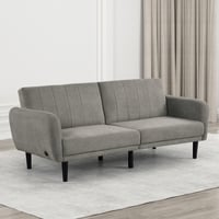 Furniture of America Alaman Modern Solid Pattern Wood Twin Convertible Futon Sofa Daybeds with USB Port up to 200 lbs  Gray