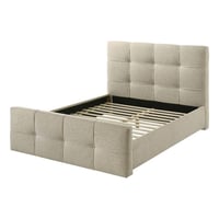 Furniture of America Nawa Mattress Ready Tufted Fabric Queen Bed in Ivory